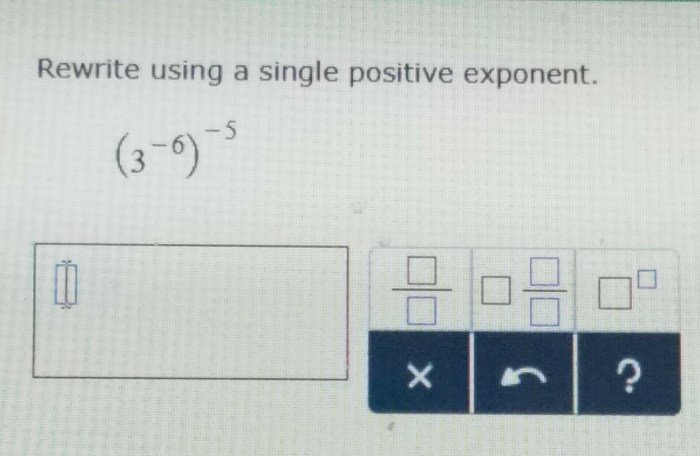 Rewrite using a single exponent.