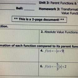 Unit 3 parent functions and transformations homework 5 answer key