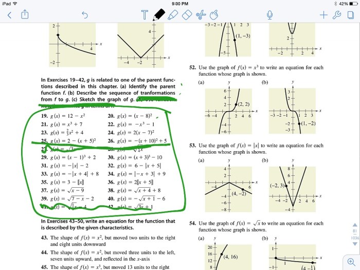 Unit 3 parent functions and transformations homework 5 answer key