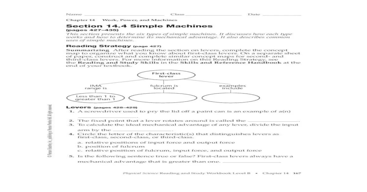 Section 14.2 work and machines answer key